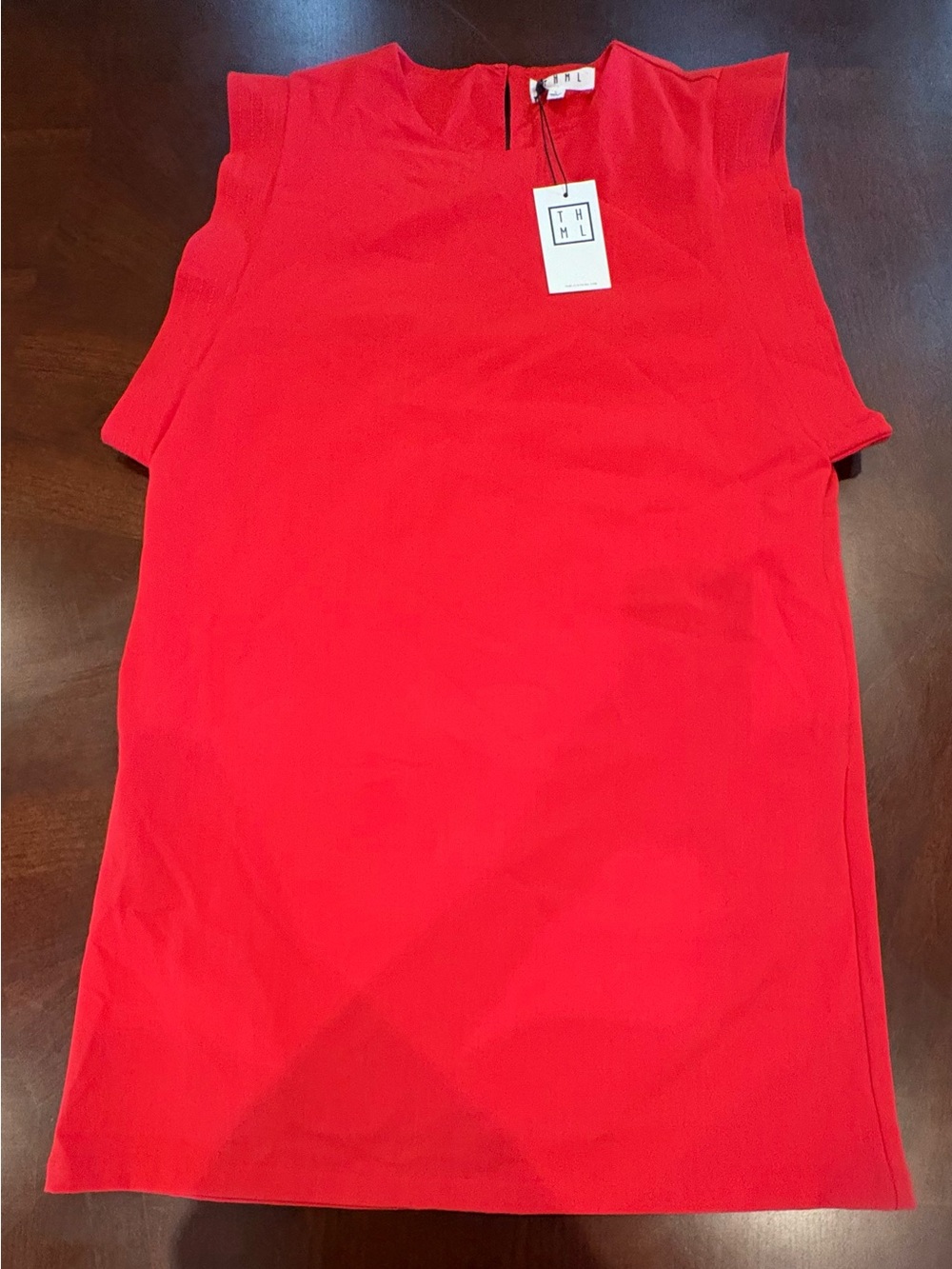 THML Red Sleeveless Shift Dress High Neck Stretch with Pockets NWT Size Large